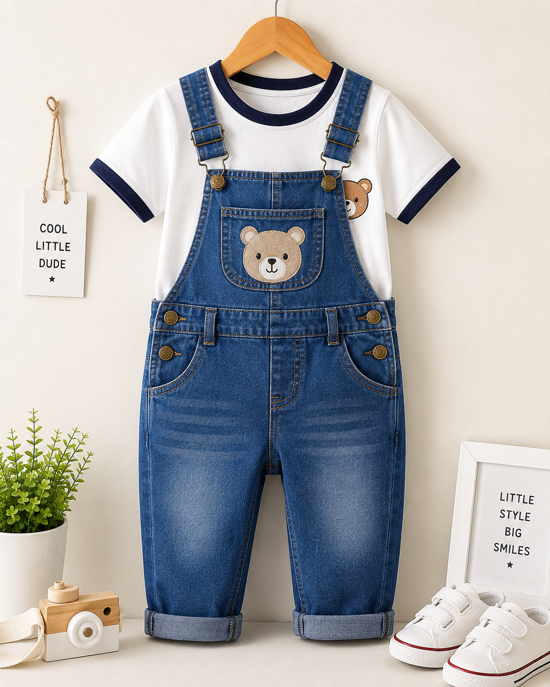 Kids Denim Dungaree Set